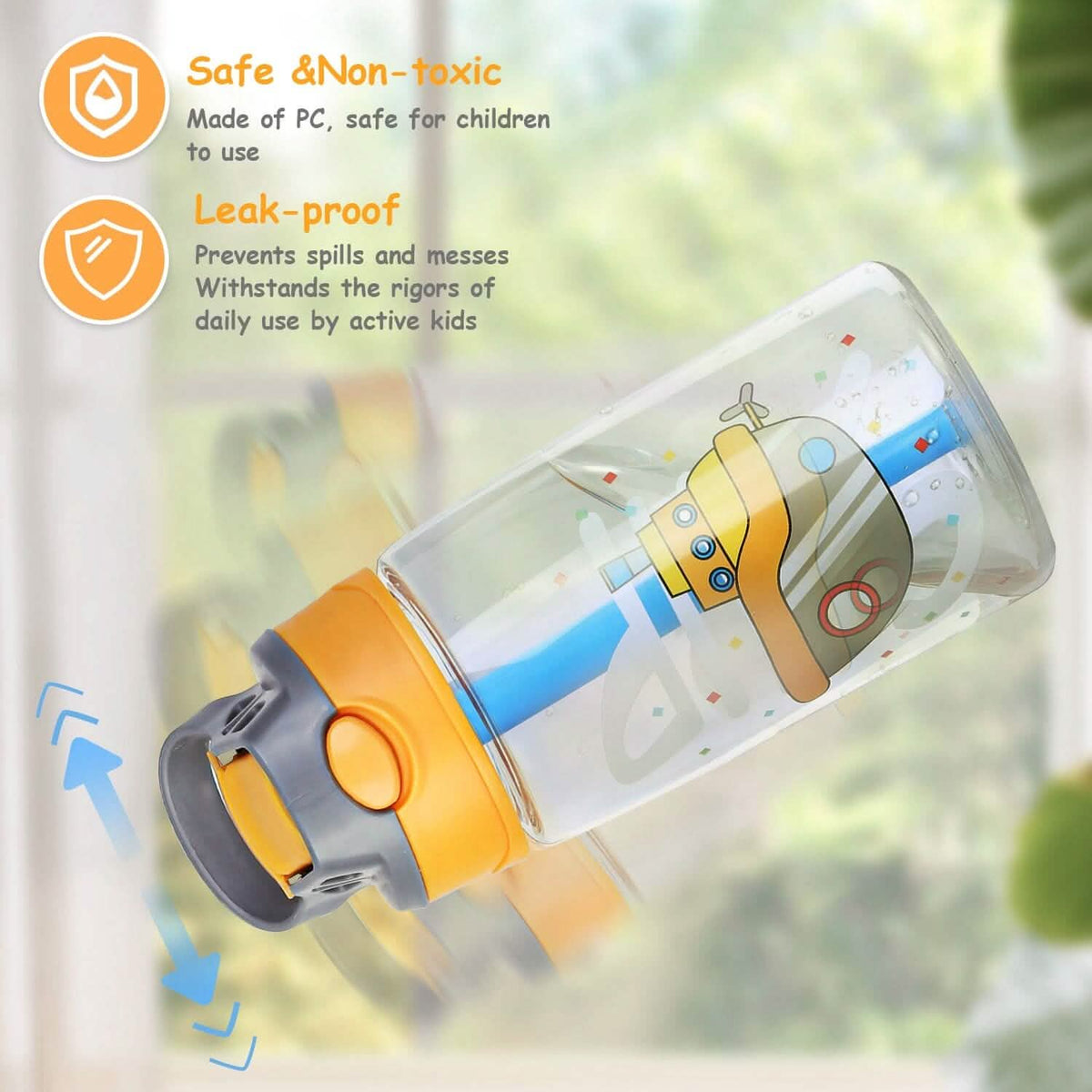 16.2oz Leak-proof Kids Water Bottle with Straw Push Button - A-1 Thread Vault