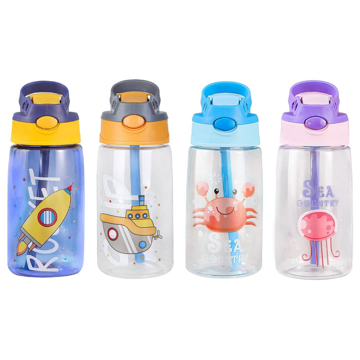 16.2oz Leak-proof Kids Water Bottle with Straw Push Button - A-1 Thread Vault
