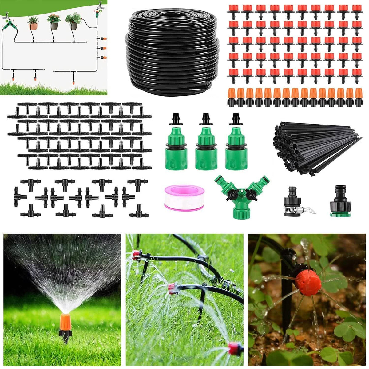 164FT Drip Irrigation Kit Automatic Garden Irrigation System - A-1 Thread Vault