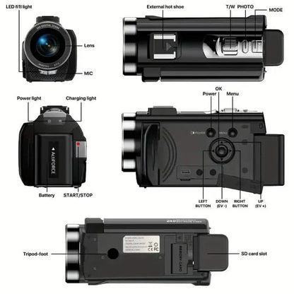 16x Zoom 1080P HD Digital Camera Bundle with 2 Batteries, 32G TF Card, Mic, Hood & Bag - A-1 Thread Vault