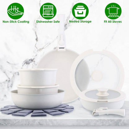 17-Pieces: Nonstick Cookware Set Induction Kitchen Pots and Pans - A-1 Thread Vault