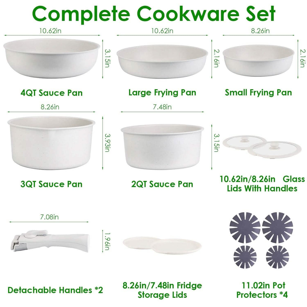 17-Pieces: Nonstick Cookware Set Induction Kitchen Pots and Pans - A-1 Thread Vault