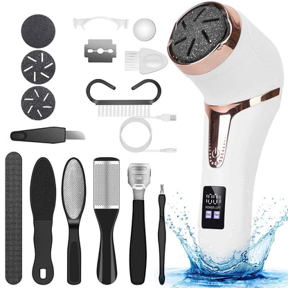 17-Pieces Set: Electric Foot Callus Remover with Vacuum Foot Grinder Rechargeable - A-1 Thread Vault