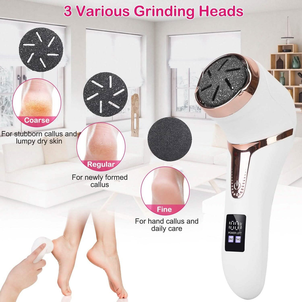 17-Pieces Set: Electric Foot Callus Remover with Vacuum Foot Grinder Rechargeable - A-1 Thread Vault