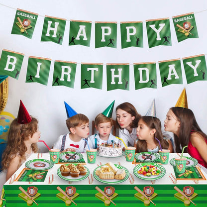 171-Pieces: Baseball Birthday Party Disposable Dinnerware Set - A-1 Thread Vault