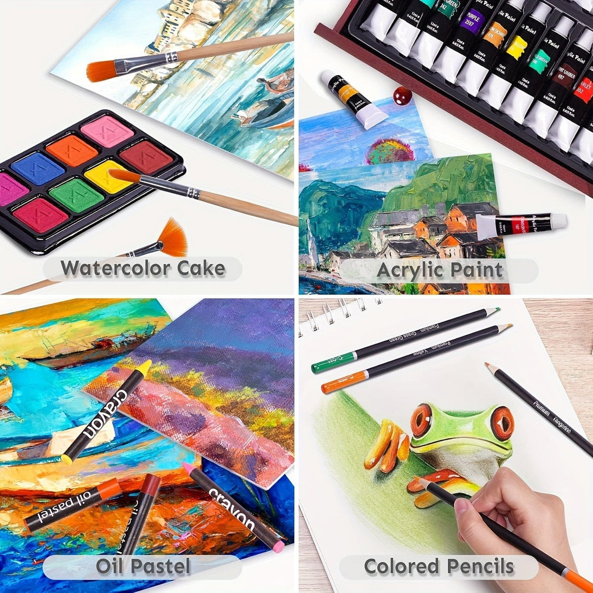 175-Piece Deluxe Art Set – Crayons, Colored Pencils & Acrylic Paints in Wooden Case - A-1 Thread Vault