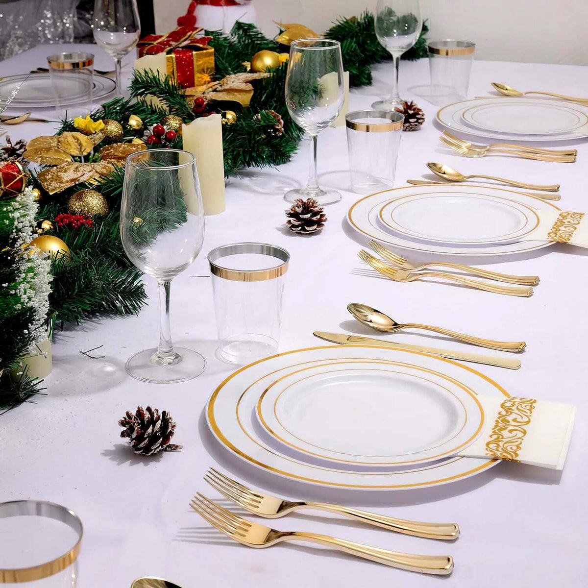 175-Pieces: Disposable Gold Dinnerware Set - A-1 Thread Vault