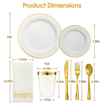 175-Pieces: Disposable Gold Dinnerware Set - A-1 Thread Vault