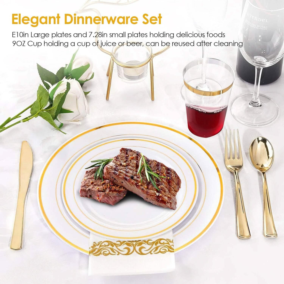 175-Pieces: Disposable Gold Dinnerware Set - A-1 Thread Vault