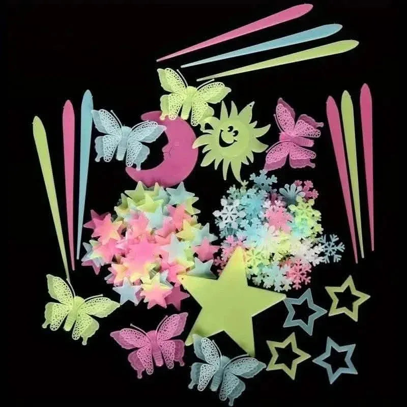 175-Pieces: Reusable Glow-in-the-Dark Star Wall Stickers with Shimmery Finish - A-1 Thread Vault