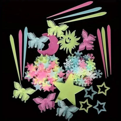 175-Pieces: Reusable Glow-in-the-Dark Star Wall Stickers with Shimmery Finish - A-1 Thread Vault