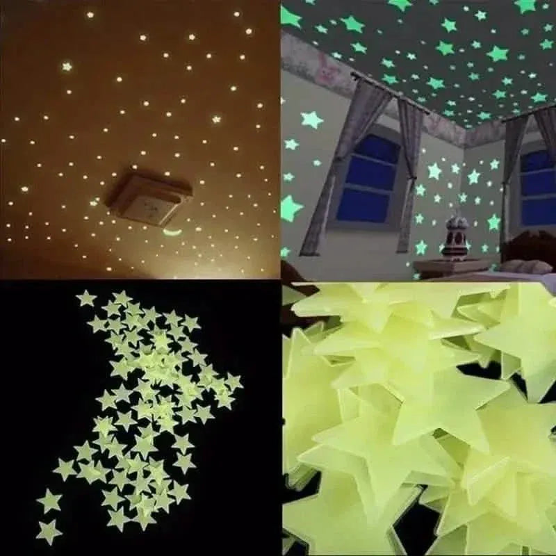 175-Pieces: Reusable Glow-in-the-Dark Star Wall Stickers with Shimmery Finish - A-1 Thread Vault