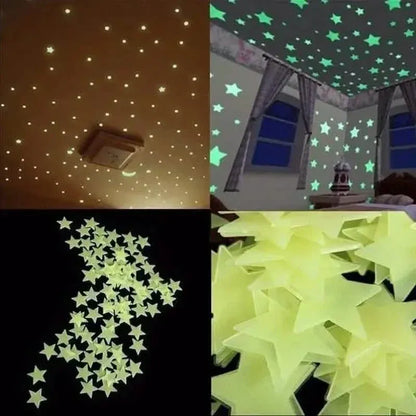 175-Pieces: Reusable Glow-in-the-Dark Star Wall Stickers with Shimmery Finish - A-1 Thread Vault