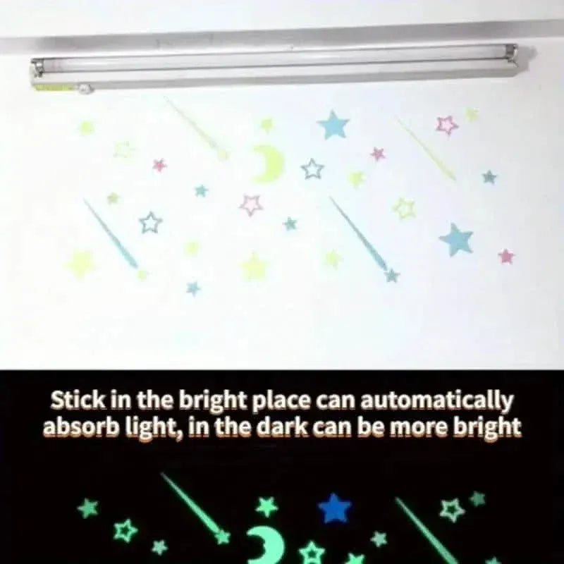 175-Pieces: Reusable Glow-in-the-Dark Star Wall Stickers with Shimmery Finish - A-1 Thread Vault
