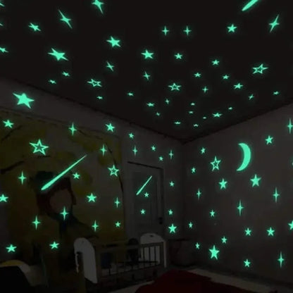 175-Pieces: Reusable Glow-in-the-Dark Star Wall Stickers with Shimmery Finish - A-1 Thread Vault