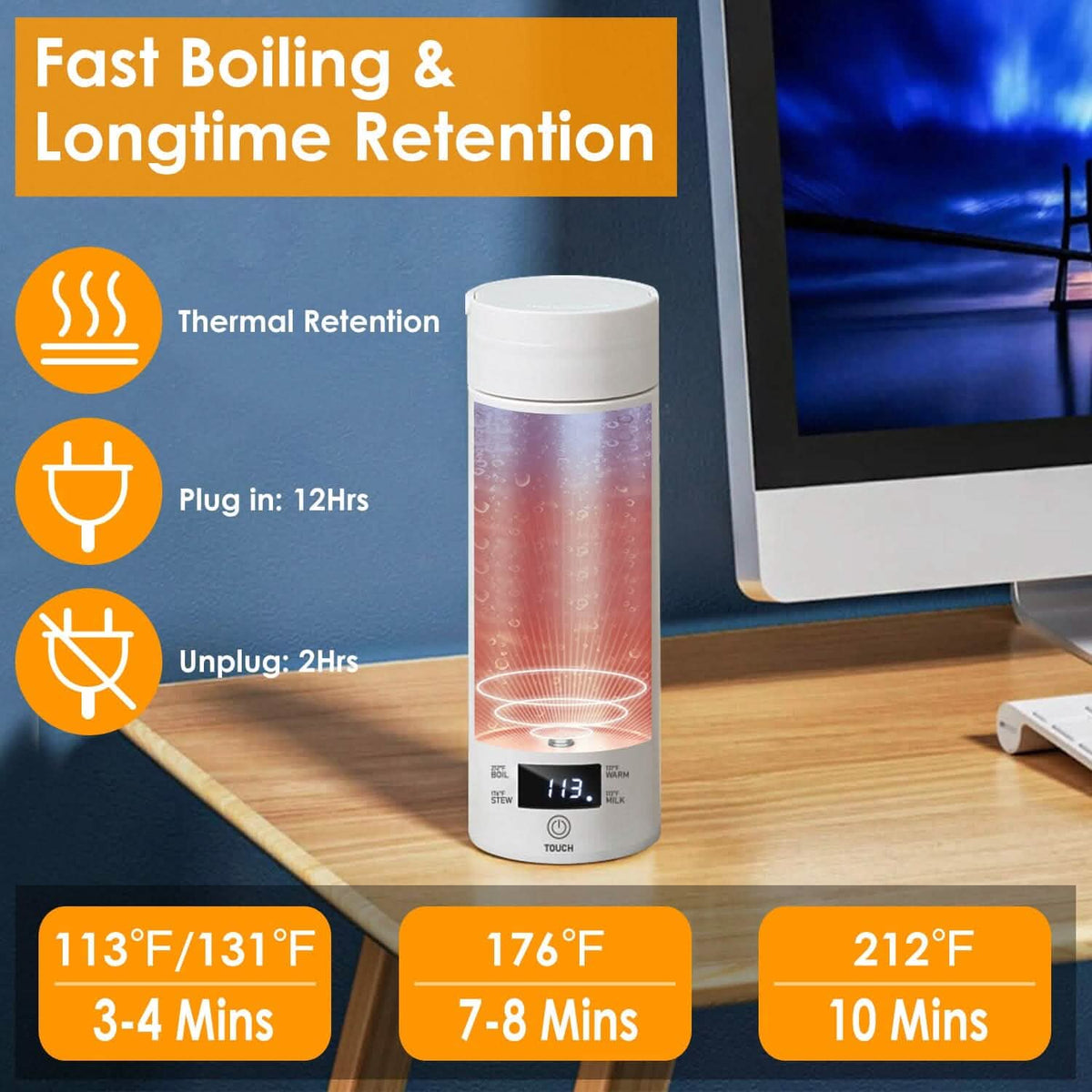 17Oz Stainless Steel Travel Electric Kettle with 4 Temperature Preset Modes - A-1 Thread Vault