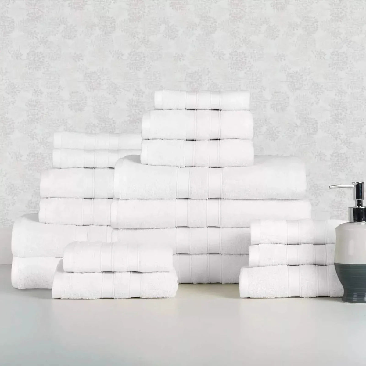 18-Piece Set: Bibb Home `Egyptian Cotton Towel Set - A-1 Thread Vault