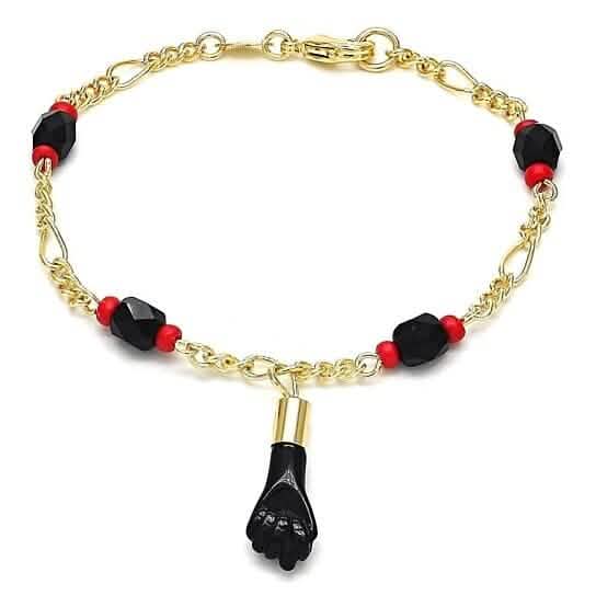 18k Gold Azabache Black Hand Figa Kabbalah 6" - A-1 Thread Vault