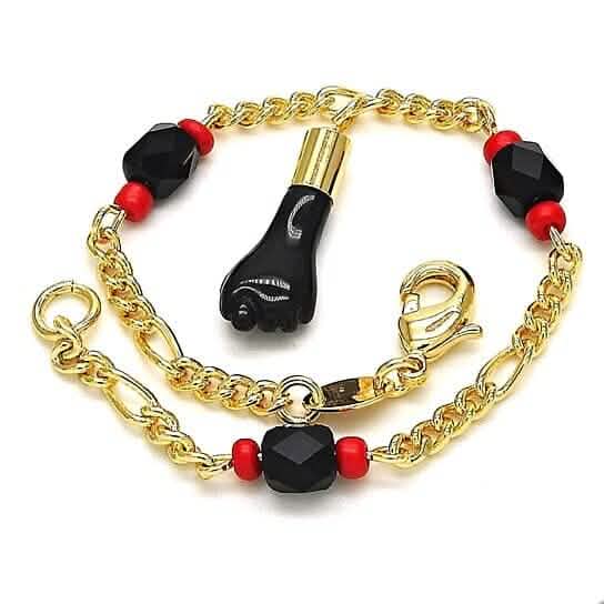 18k Gold Azabache Black Hand Figa Kabbalah 6" - A-1 Thread Vault