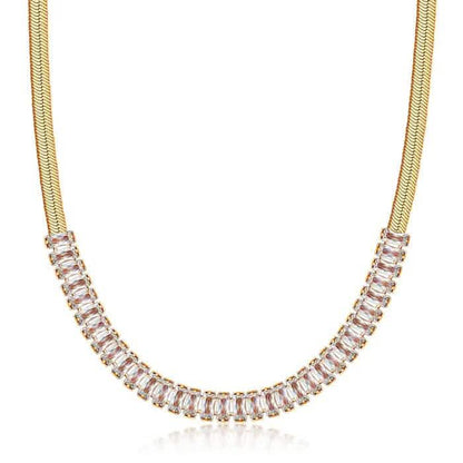 18K Gold Crystal Herringbone Necklace - A-1 Thread Vault