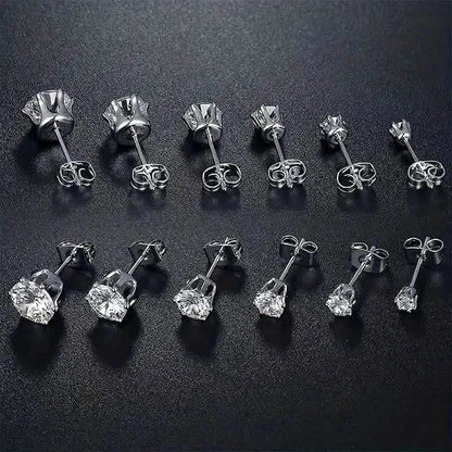 18K Gold Ear Bone Buckle Stainless Steel 6-Prong Zirconia Stud Earrings - A-1 Thread Vault