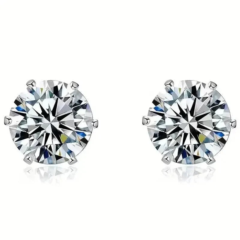 18K Gold Ear Bone Buckle Stainless Steel 6-Prong Zirconia Stud Earrings - A-1 Thread Vault