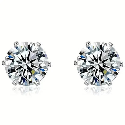 18K Gold Ear Bone Buckle Stainless Steel 6-Prong Zirconia Stud Earrings - A-1 Thread Vault