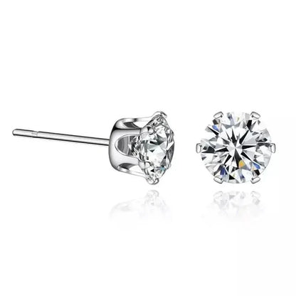 18K Gold Ear Bone Buckle Stainless Steel 6-Prong Zirconia Stud Earrings - A-1 Thread Vault