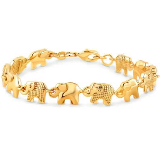 18K Gold Elephant Bracelet For Women 8" - A-1 Thread Vault