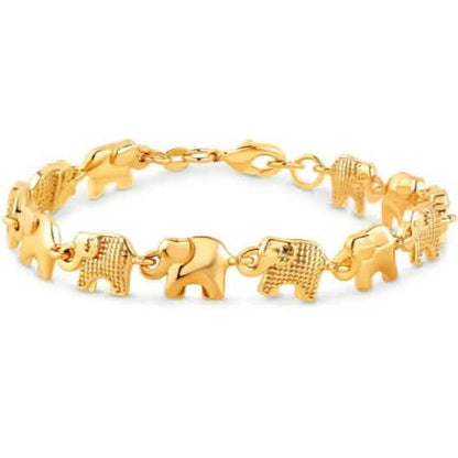 18K Gold Elephant Bracelet For Women 8" - A-1 Thread Vault