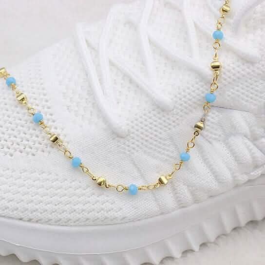 18k Gold Filled High Finish Polish Turquoise Ball Ankle Bracelet - A-1 Thread Vault