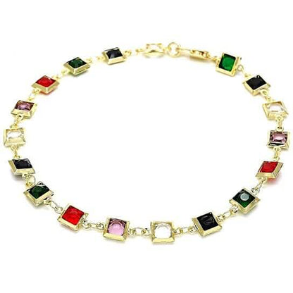 18k Gold Filled High Polish Finish Dark Block Crystal Anklet - A-1 Thread Vault