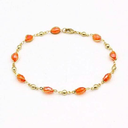 18K Gold Filled High Polish Finish Oval Crystal Ankle Bracelet - A-1 Thread Vault