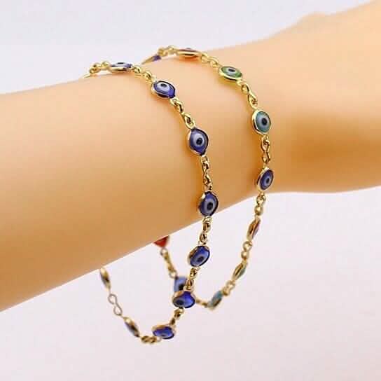18k Gold Filled High Polish Finsh Evil Eye Bracelet - A-1 Thread Vault