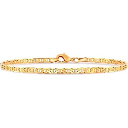 18K Gold Flat Marina Link Anklet for Women - A-1 Thread Vault