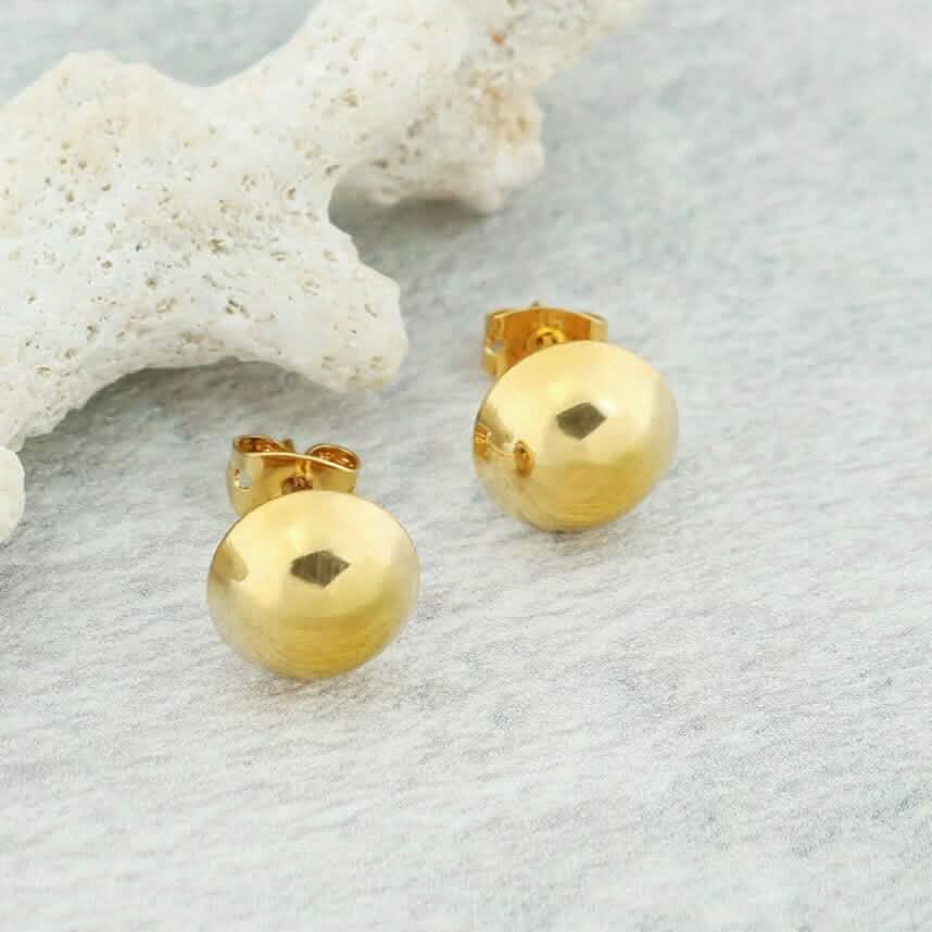 18K Gold Half Ball Stud Earrings - A-1 Thread Vault