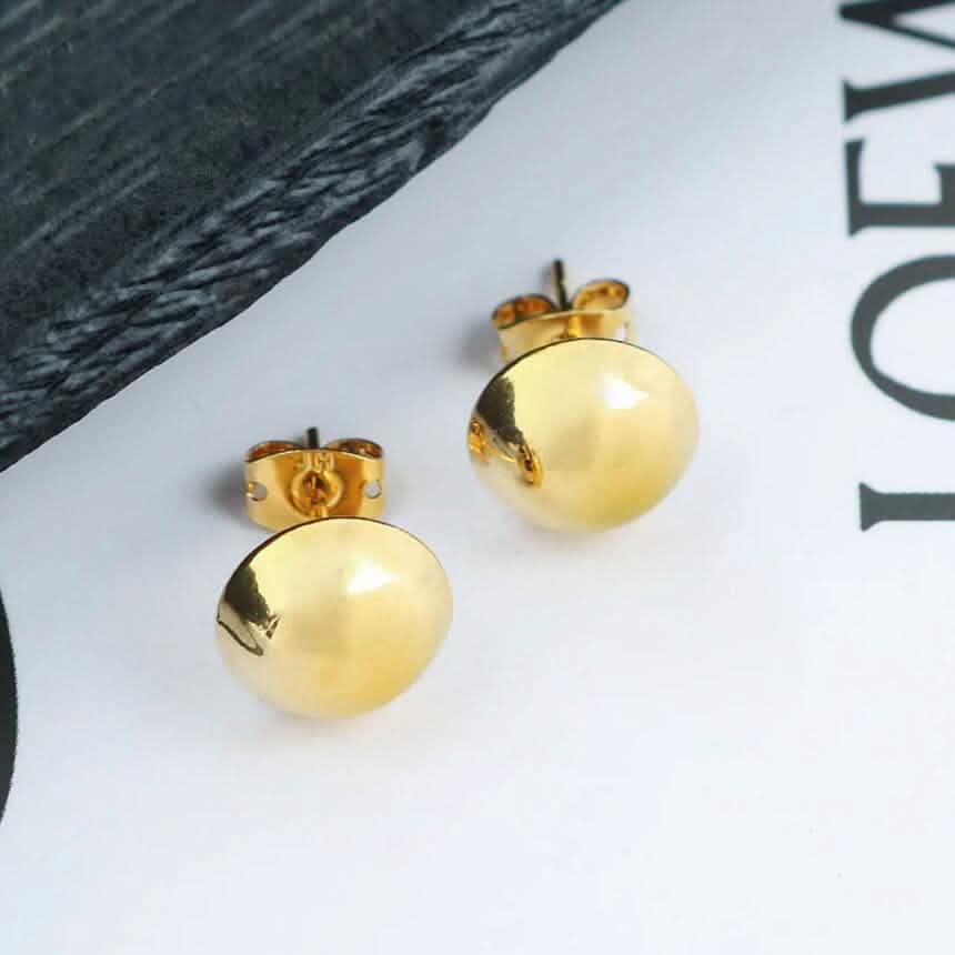 18K Gold Half Ball Stud Earrings - A-1 Thread Vault