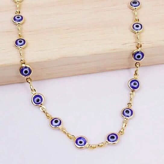 18k Gold Plated Blue Evil Eye Anklet - A-1 Thread Vault