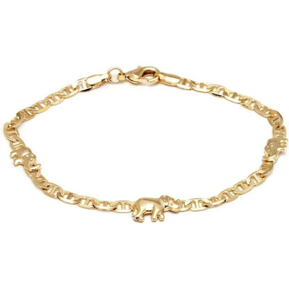 18K Gold Plated Flat Marina Elephant Anklet 10" - A-1 Thread Vault