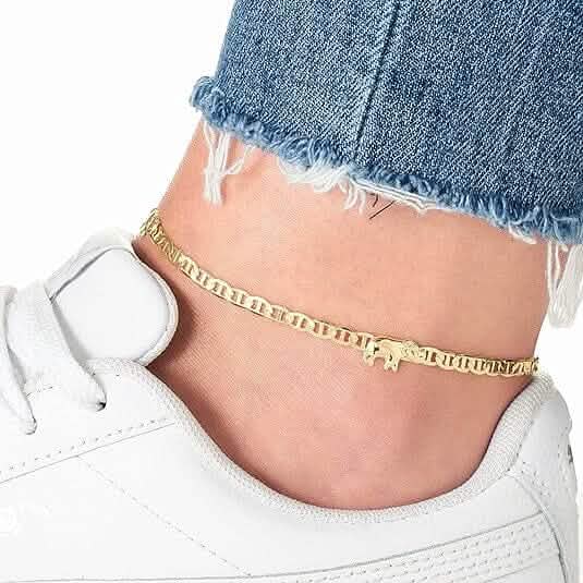 18K Gold Plated Flat Marina Elephant Anklet 10" - A-1 Thread Vault