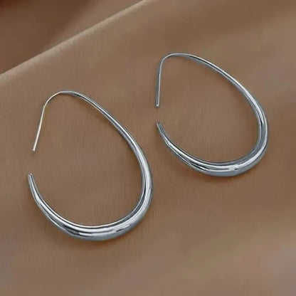 18K Gold Plated Glossy Minimalist Water Drop Design Hoop Earrings Copper - A-1 Thread Vault