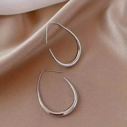 18K Gold Plated Glossy Minimalist Water Drop Design Hoop Earrings Copper - A-1 Thread Vault