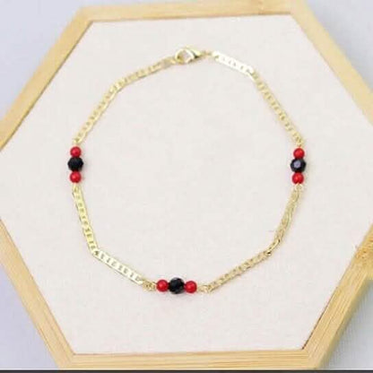 18k Gold Plated Mariner Azabachi Ankle Bracelet - A-1 Thread Vault