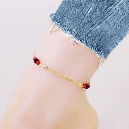 18k Gold Plated Mariner Azabachi Ankle Bracelet - A-1 Thread Vault