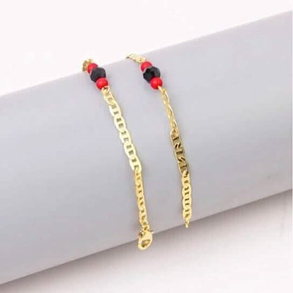 18k Gold Plated Mariner Azabachi Ankle Bracelet - A-1 Thread Vault