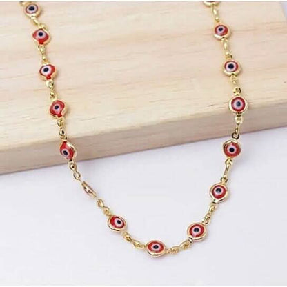 18k Gold Plated Red Evil Eye Anklet - A-1 Thread Vault