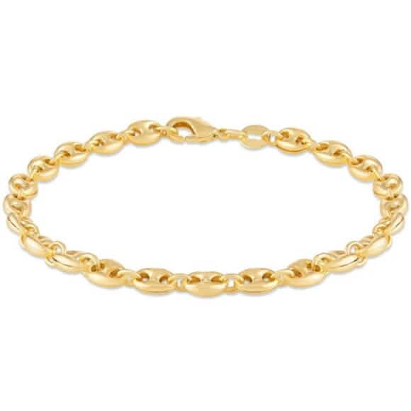 18k Gold Puff Mariner Anklet 10" - A-1 Thread Vault