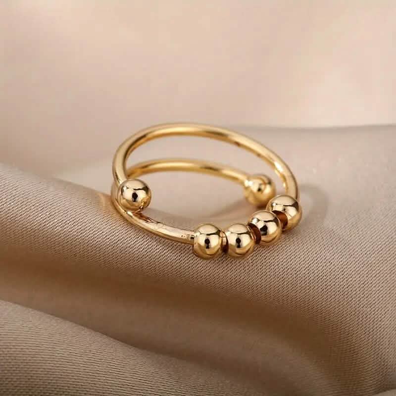 18K Gold Spinning Beads Anxiety Ring - A-1 Thread Vault