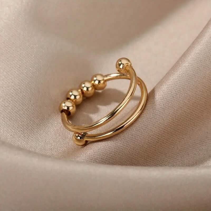 18K Gold Spinning Beads Anxiety Ring - A-1 Thread Vault