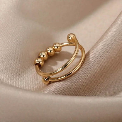18K Gold Spinning Beads Anxiety Ring - A-1 Thread Vault